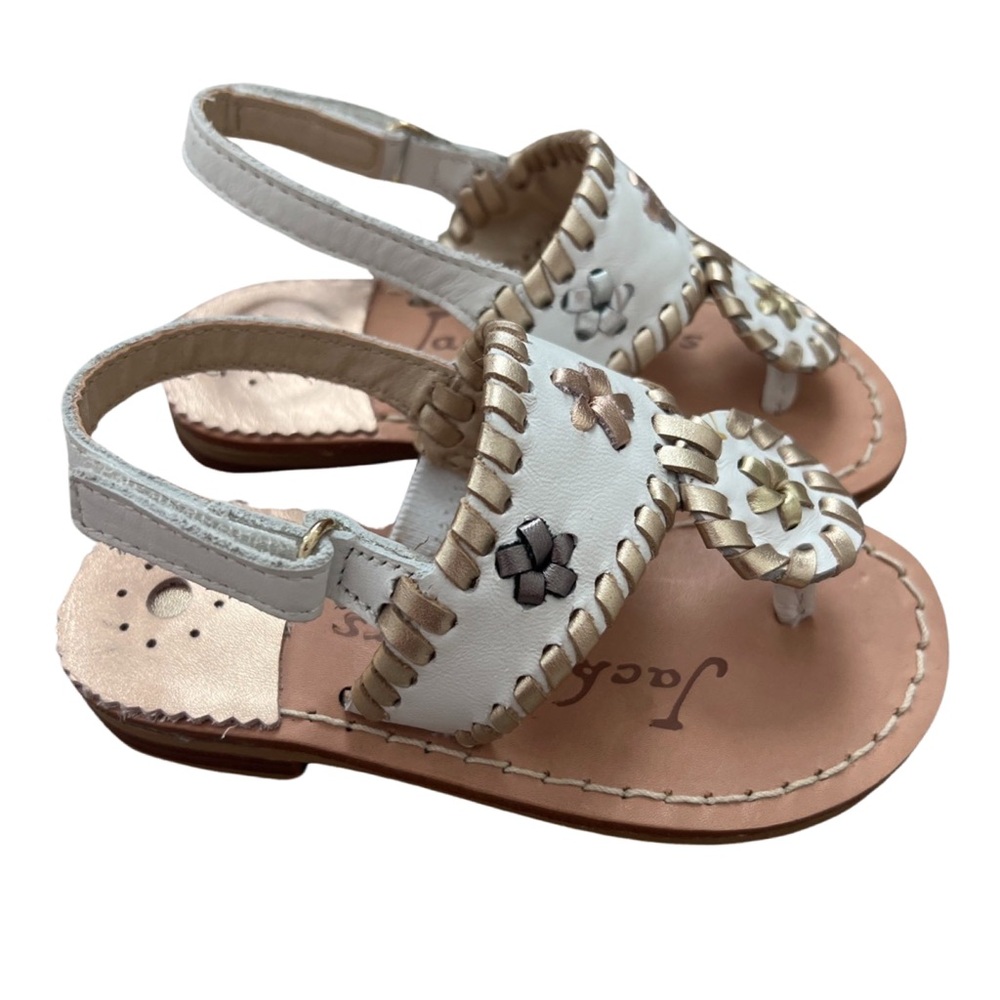 Jack Rogers Metallic Silver Sandals with Embellishments